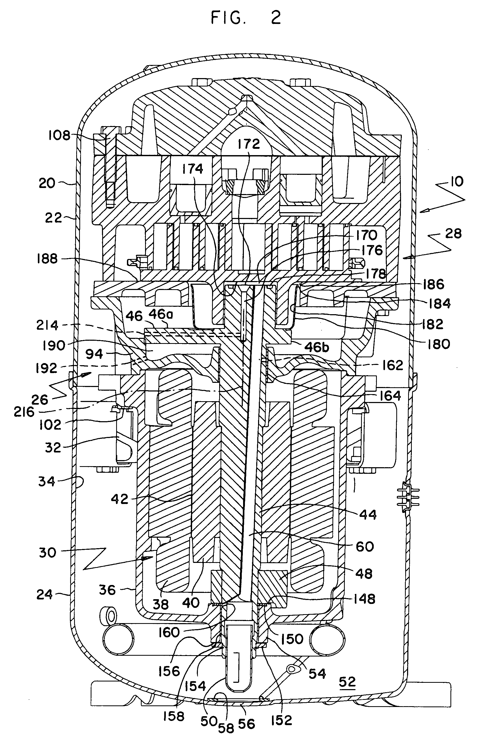 Scroll compressor with crankshaft venting