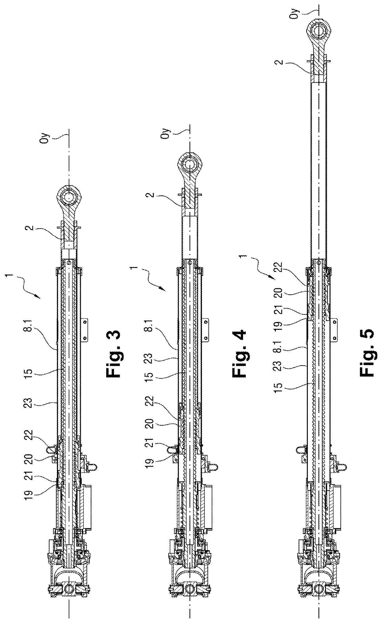 Actuator equipped with a no back system with inhibition zone