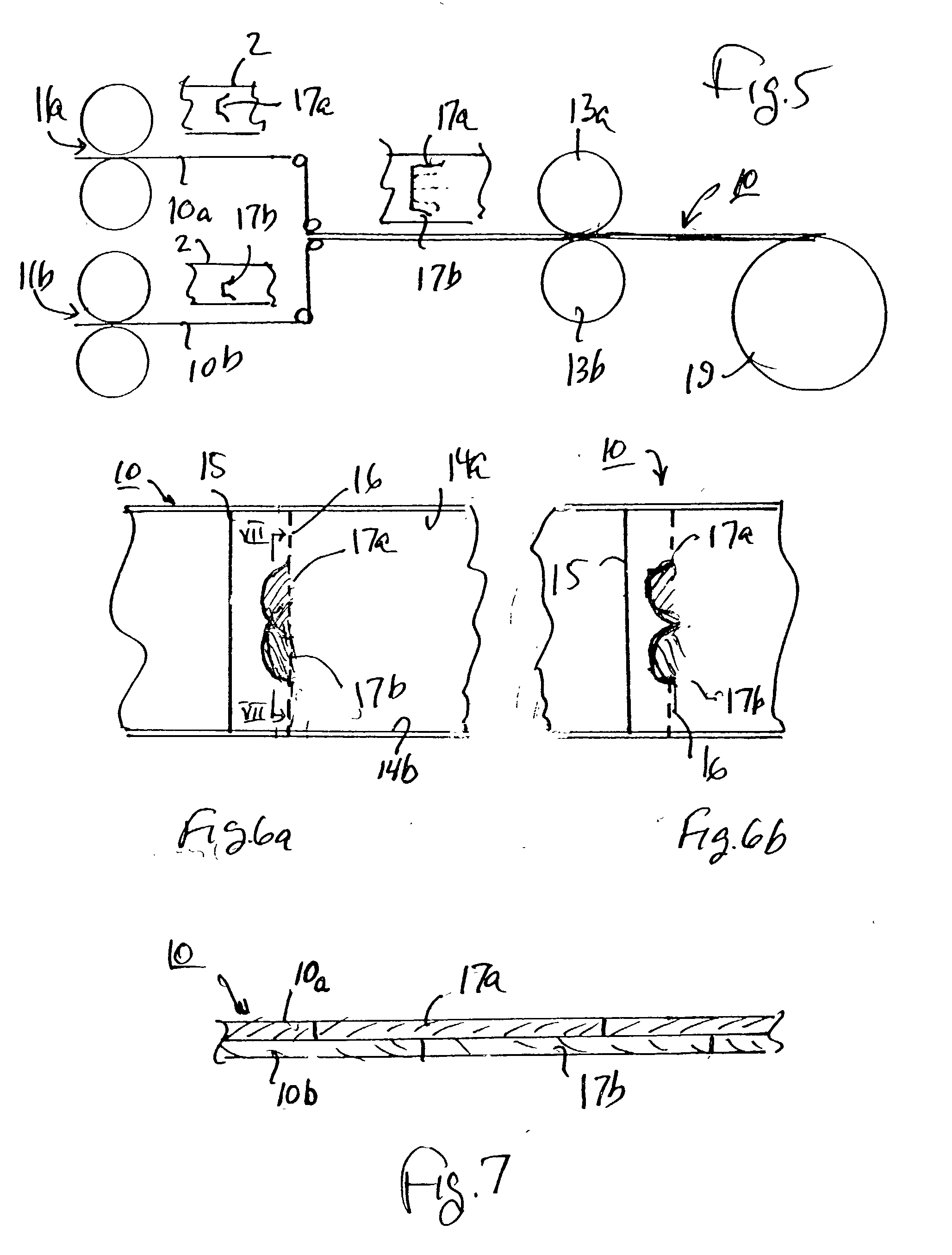 Continuous strip of plastic bags, method and apparatus for making same, and novel plastic bag constructions