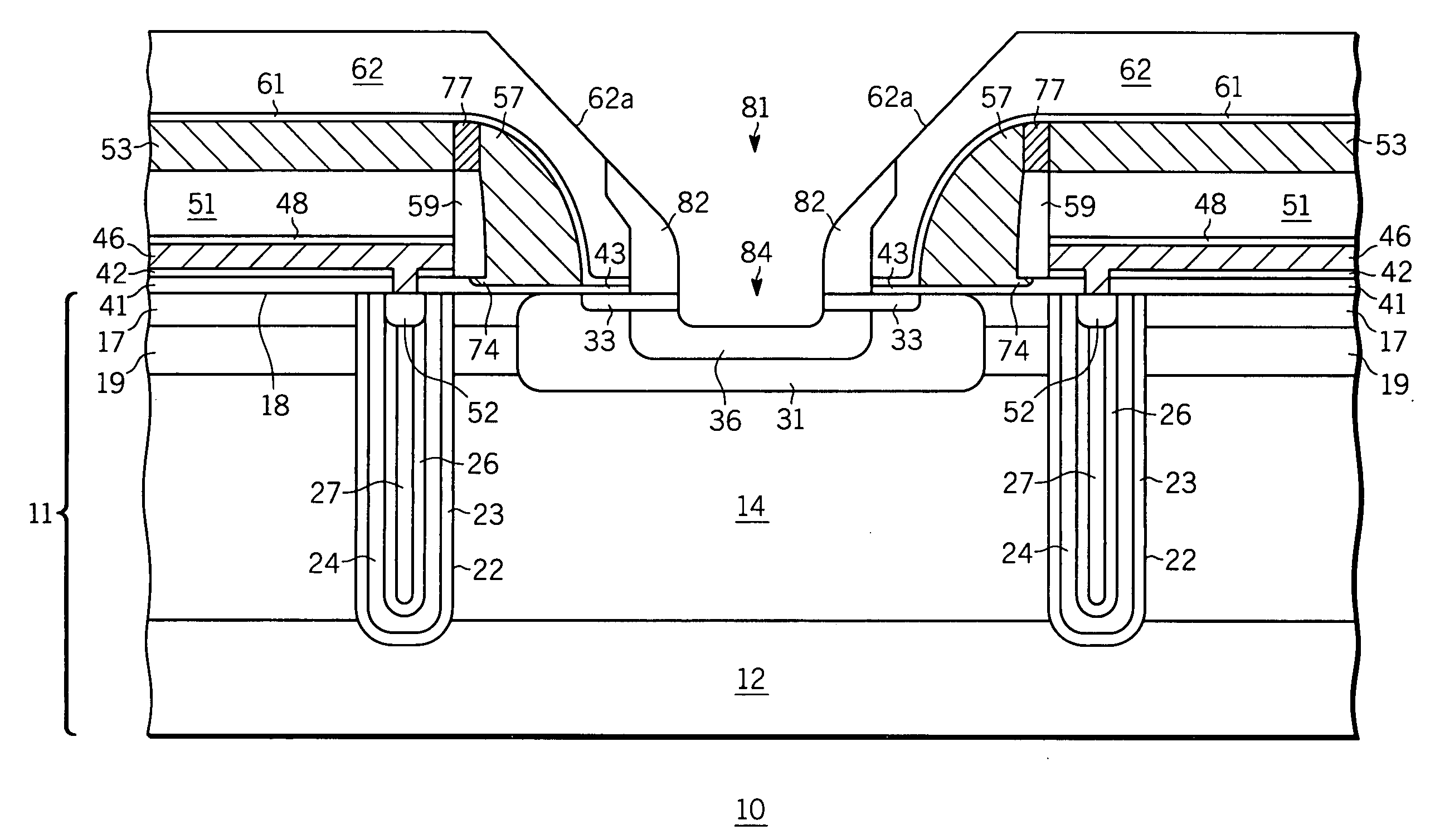 Semiconductor device having deep trench charge compensation regions and method