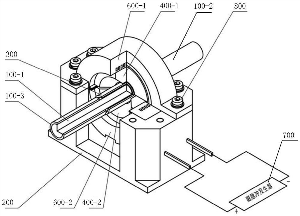 Magnetic pulse rapid connection device and method for power cable