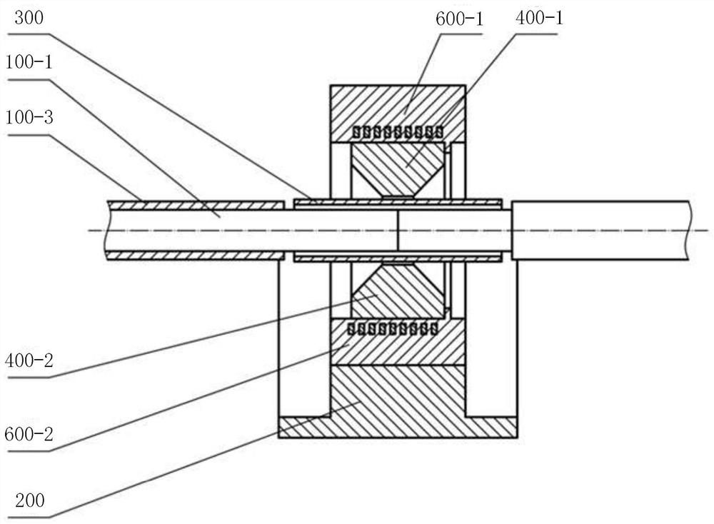 Magnetic pulse rapid connection device and method for power cable