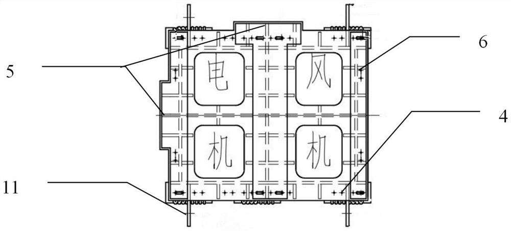 Shock absorption foundation of control rod driving mechanism fan