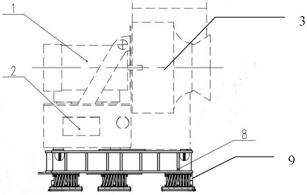 Shock absorption foundation of control rod driving mechanism fan