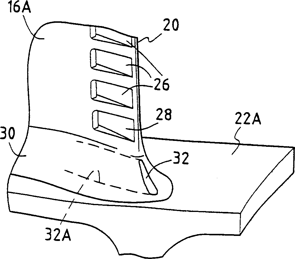 Moving vane with trailing edge for improving thermal behaviour used for high pressure turbine