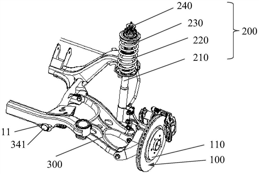 Rear wheel suspension and car