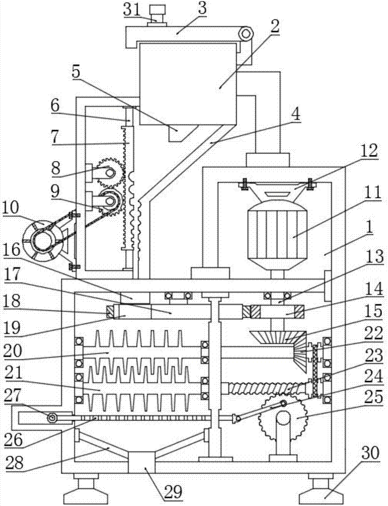 Efficient feed smashing device