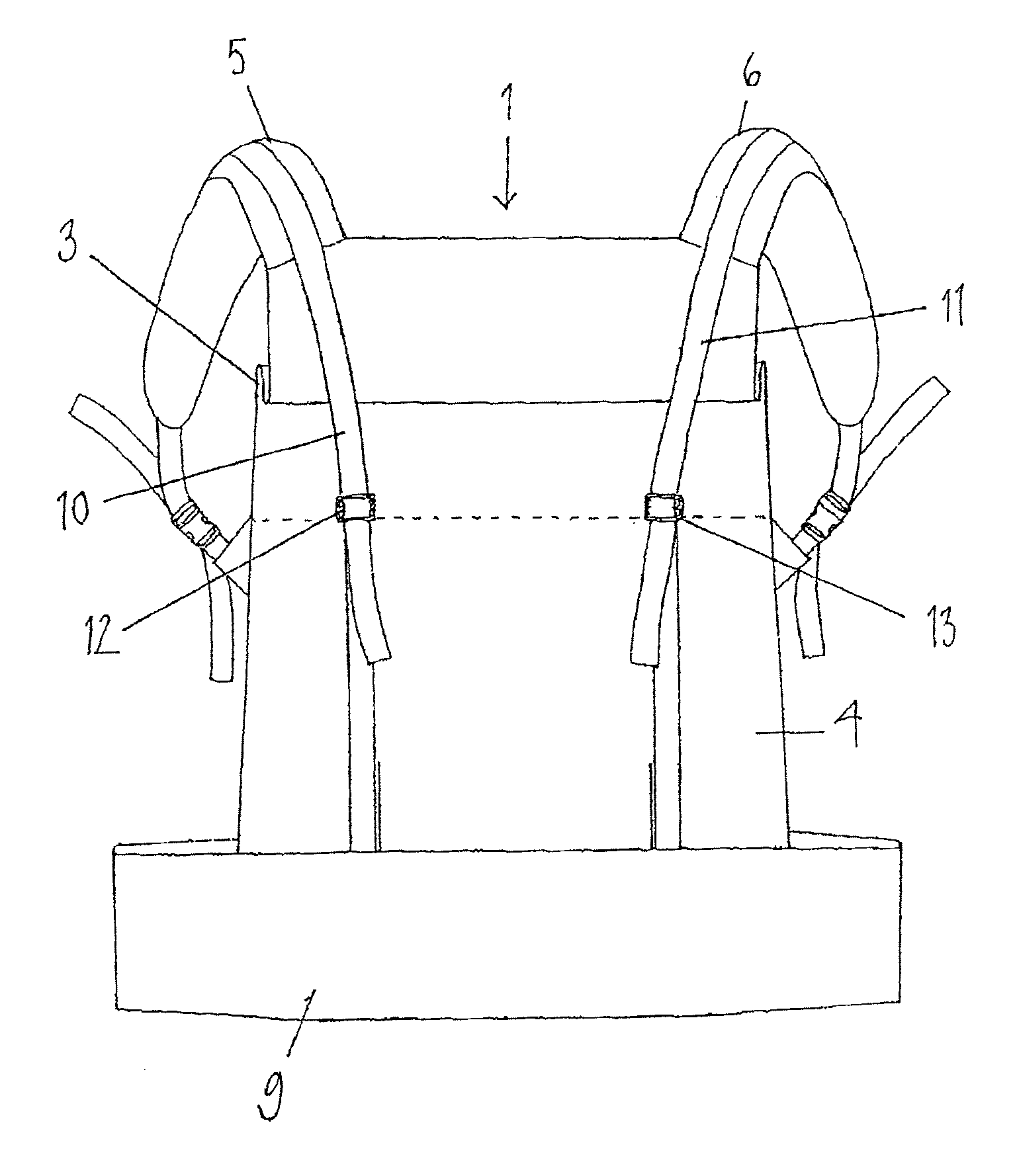 Arrangement for adjusting the length of a carrying section of a child carrier