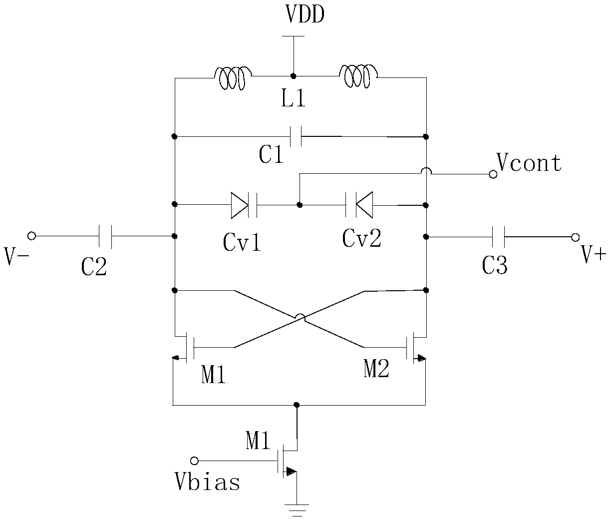 Transformer-coupled voltage-controlled oscillator with long service life