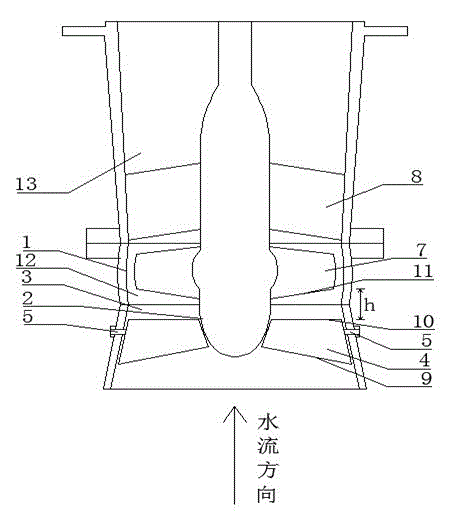 Adjustable axial flow pump with front guide vanes