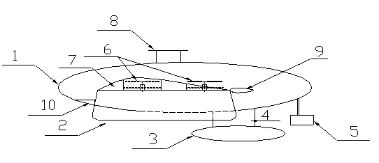 Amphibious unmanned vehicle with front-mounted double bodies on inclined sides and three bodies on water surface