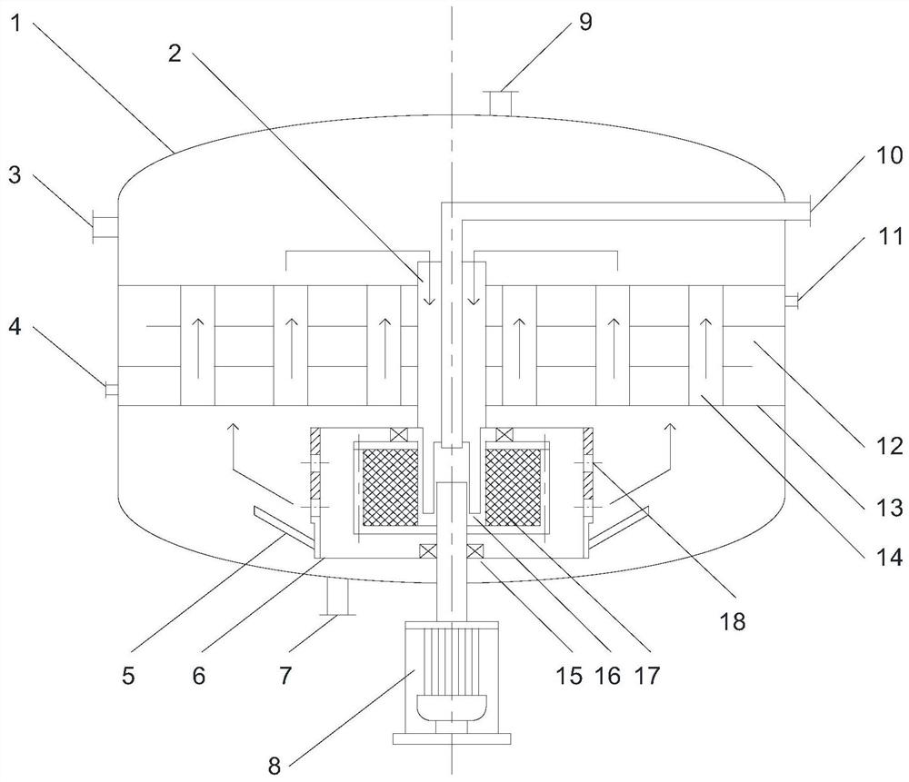 Immersed rotating filling bed reactor and application