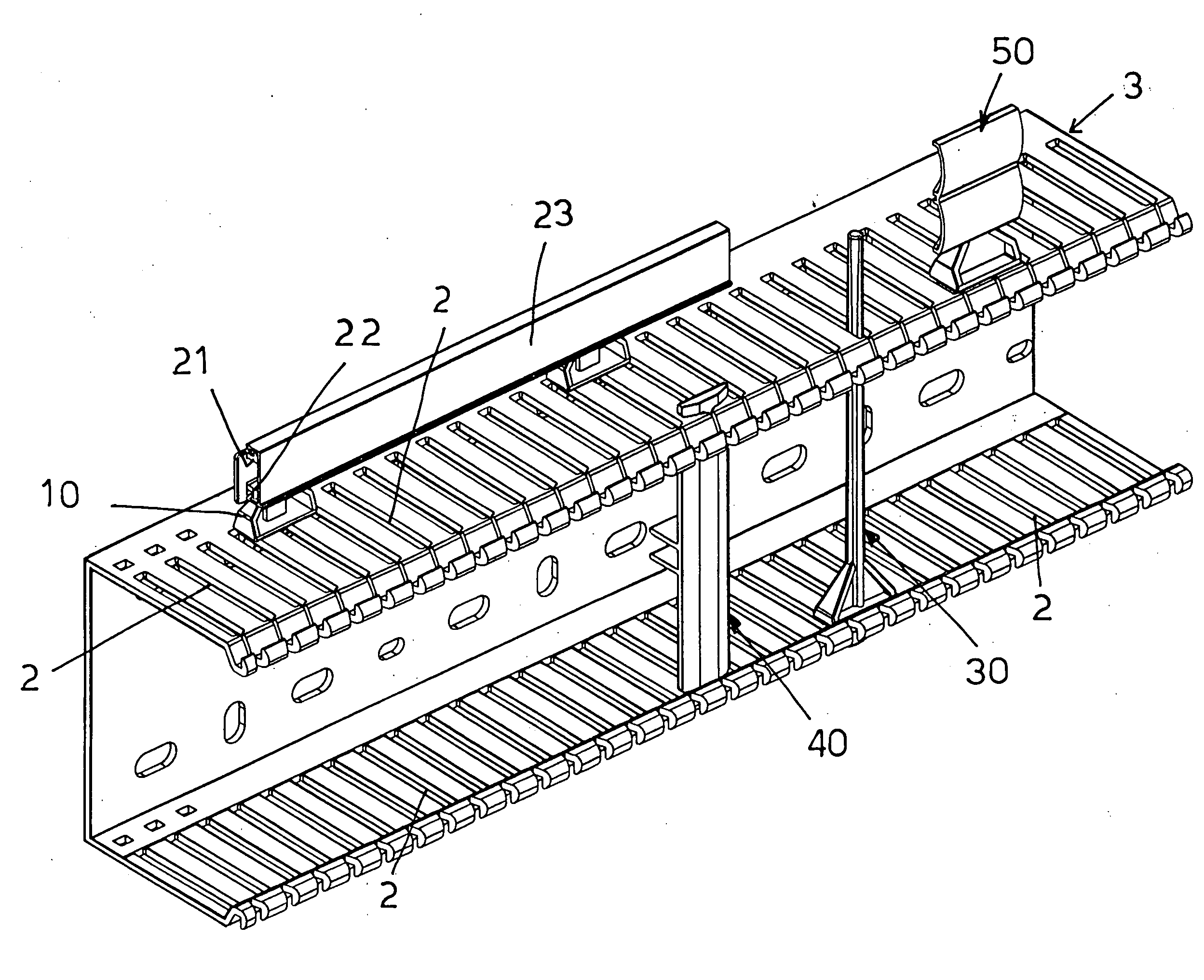 Clamping device for clamping fittings in electric board channels