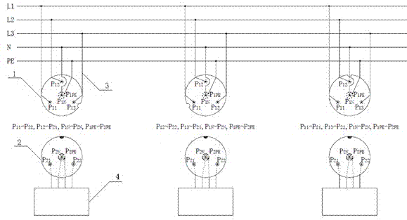 Adapter device for multiple inverters and three-phase power grid