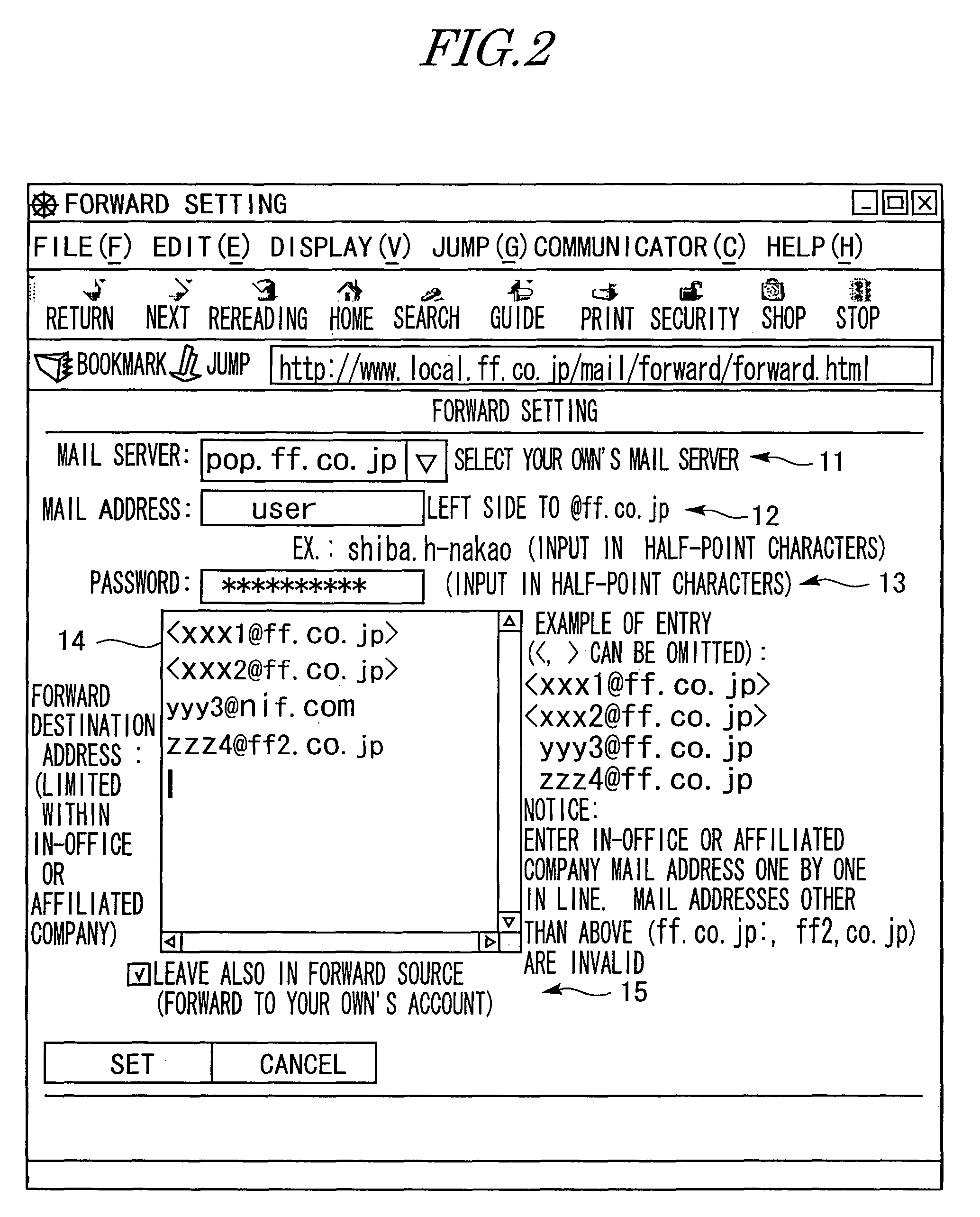 E-mail management system, mail server, forwarding method and medium