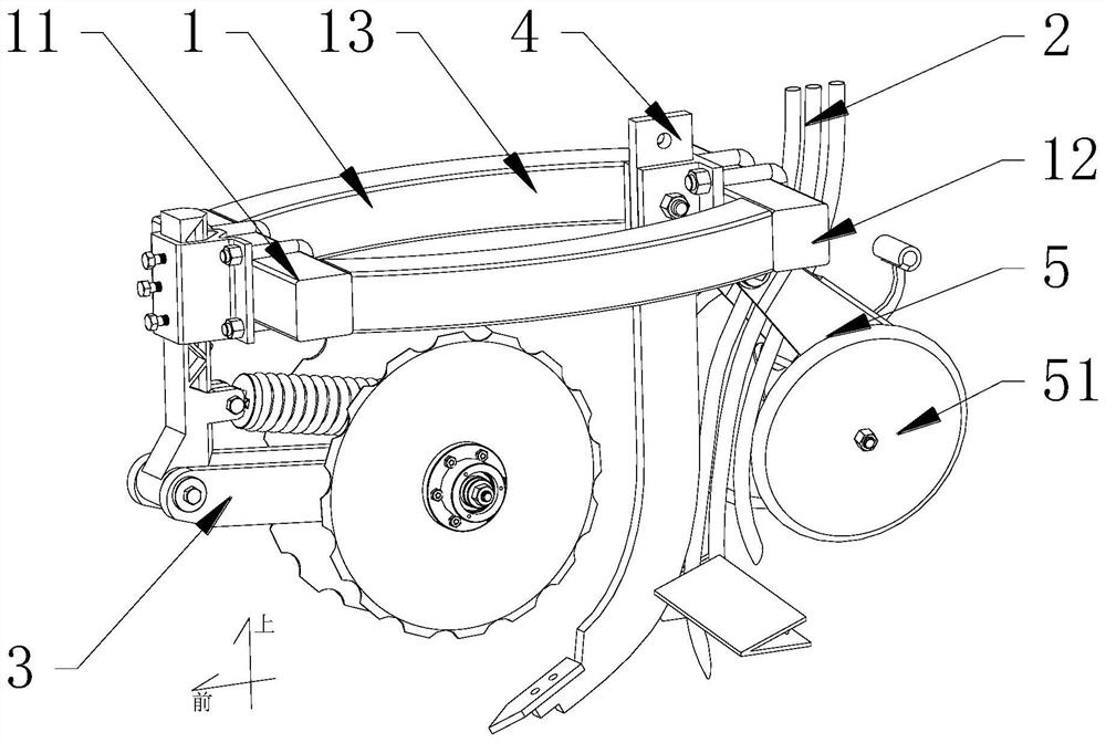 Stubble cutting and soil covering type spatial layering fertilization device