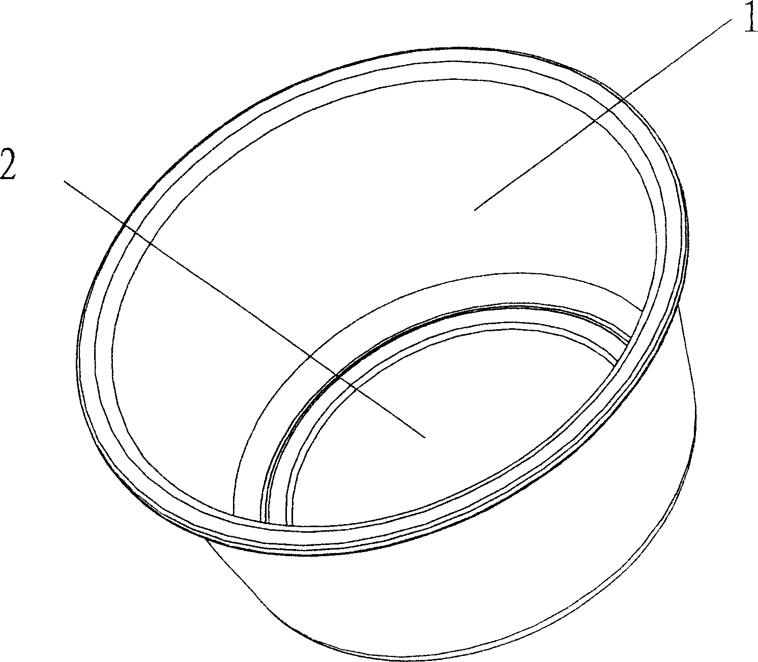 Food container with trademark adhered inside mold and its making process