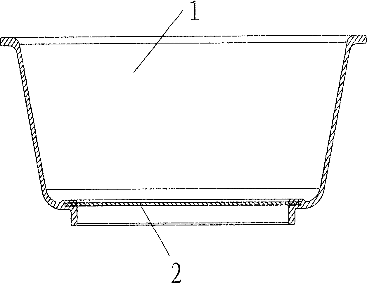 Food container with trademark adhered inside mold and its making process