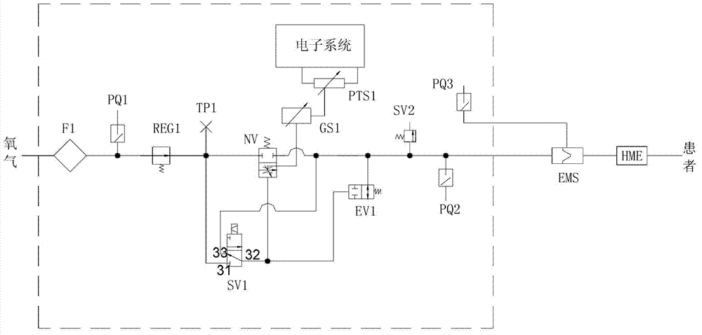 Air circuit system for portable respirator