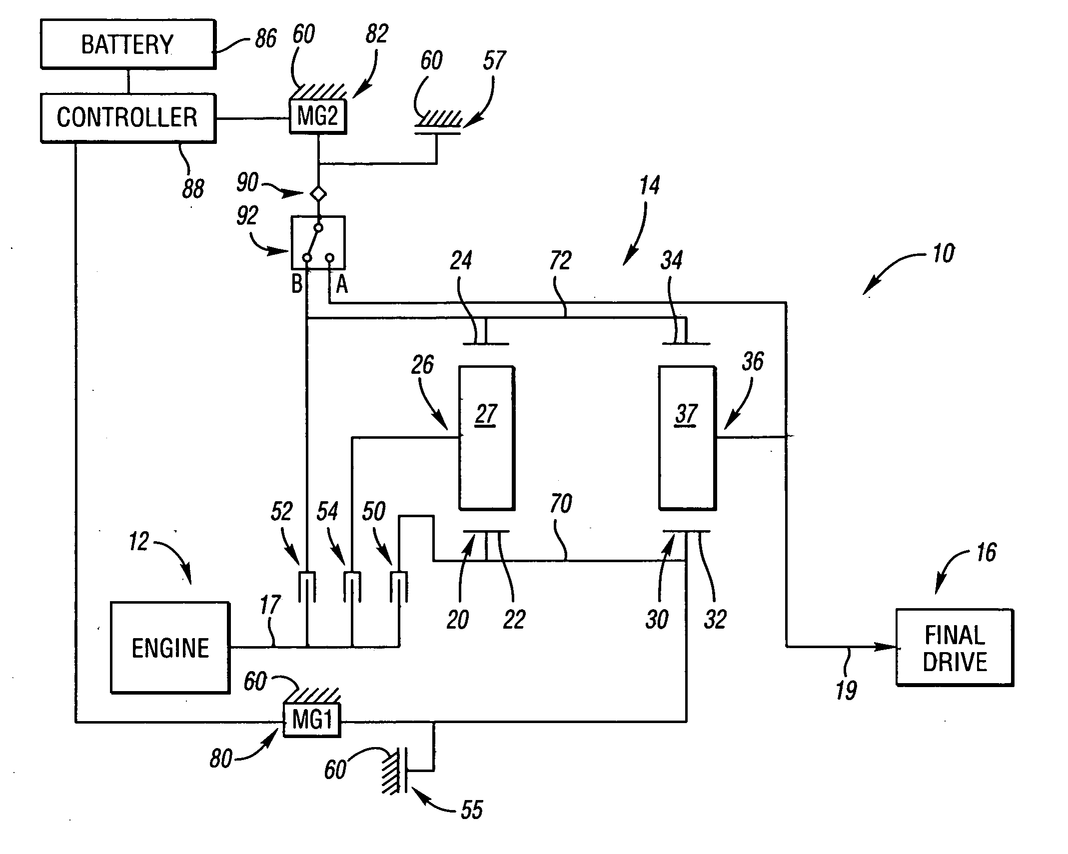 Multi-mode electrically variable transmissions having two planetary gear sets with two fixed interconnections and clutched input