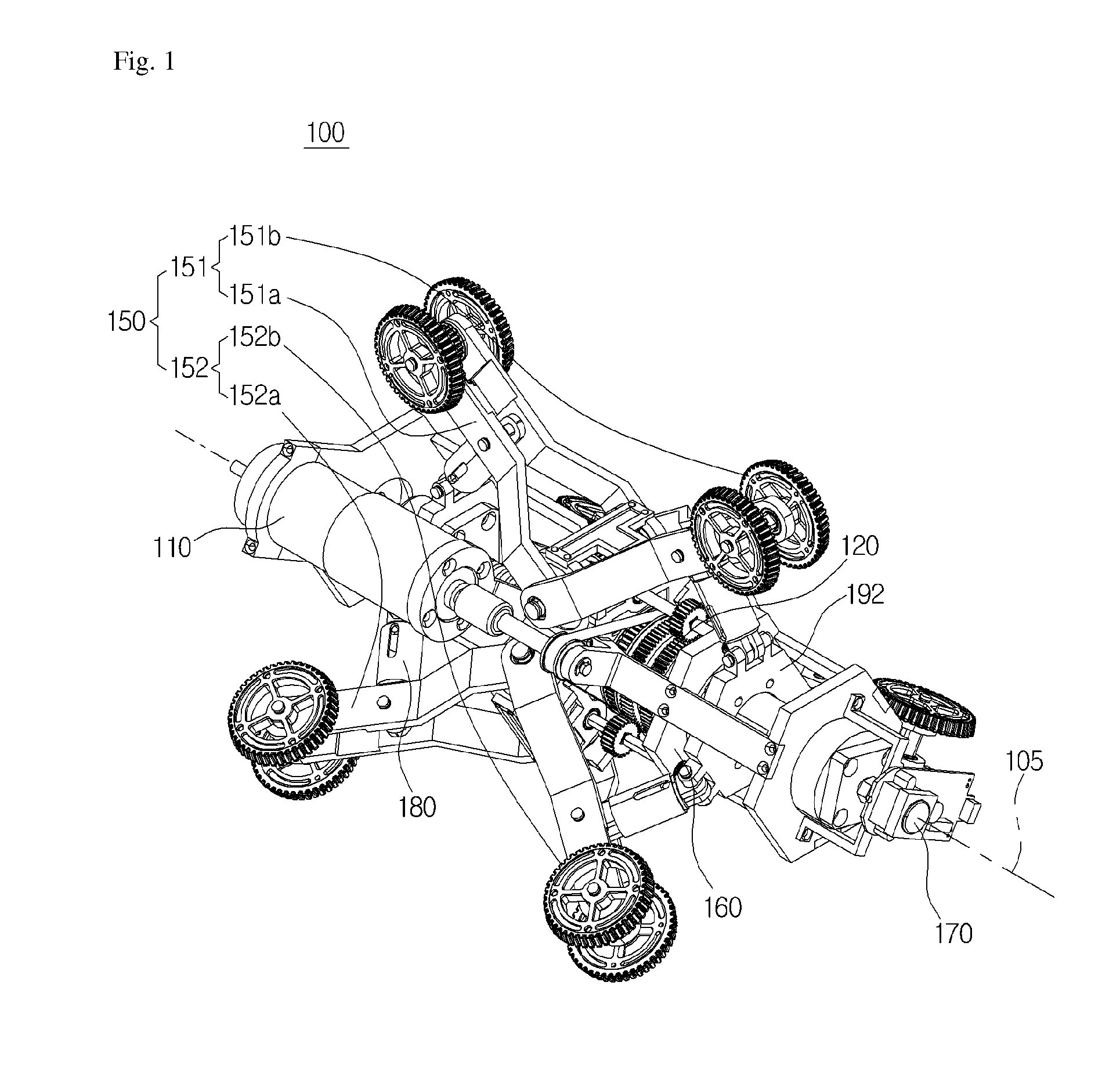 Robot using multi-output differential gear