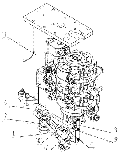 Linkage mechanism of side moulds and bottom mould of bottle blowing machine