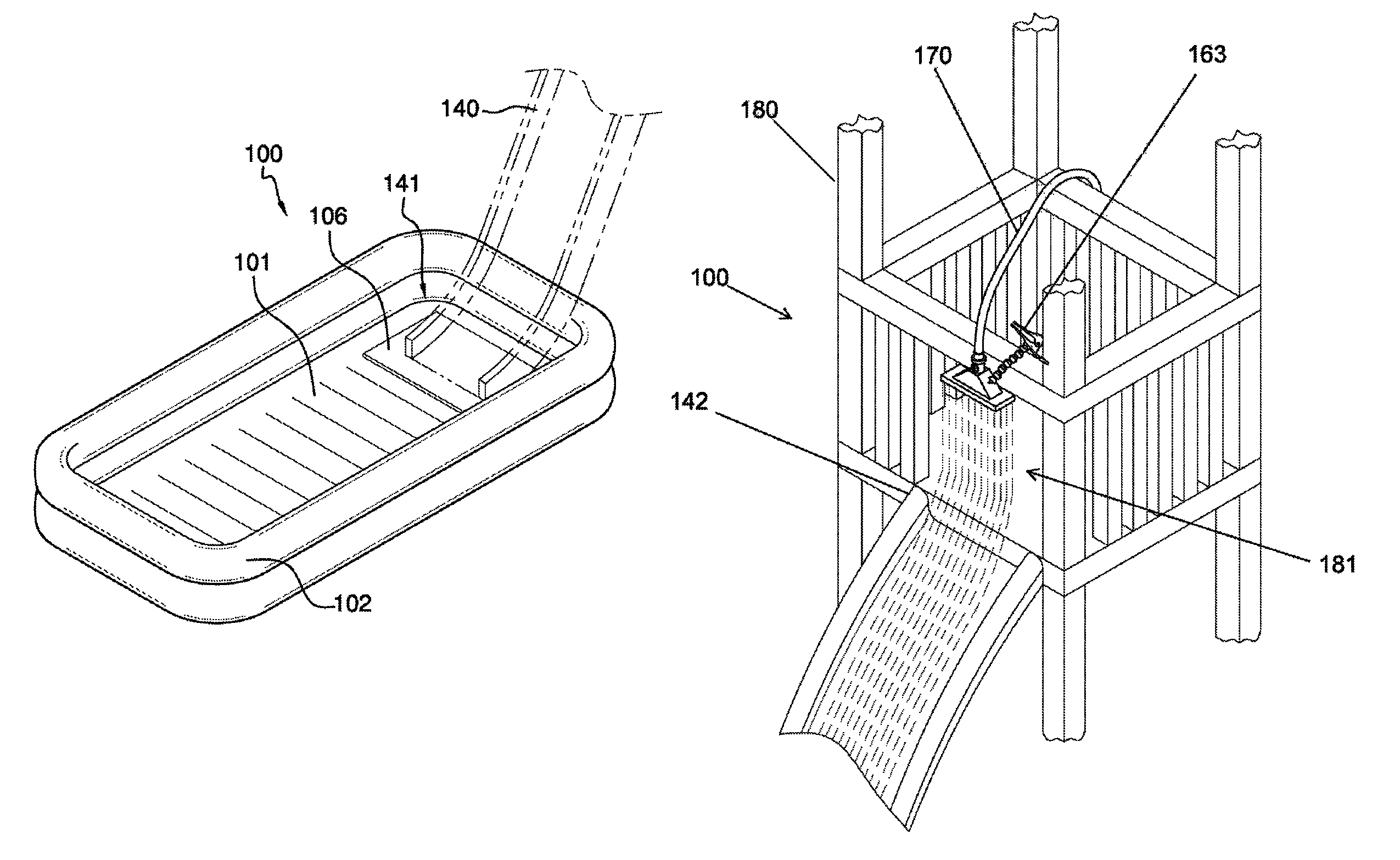 Inflatable pool for use with a playset slide