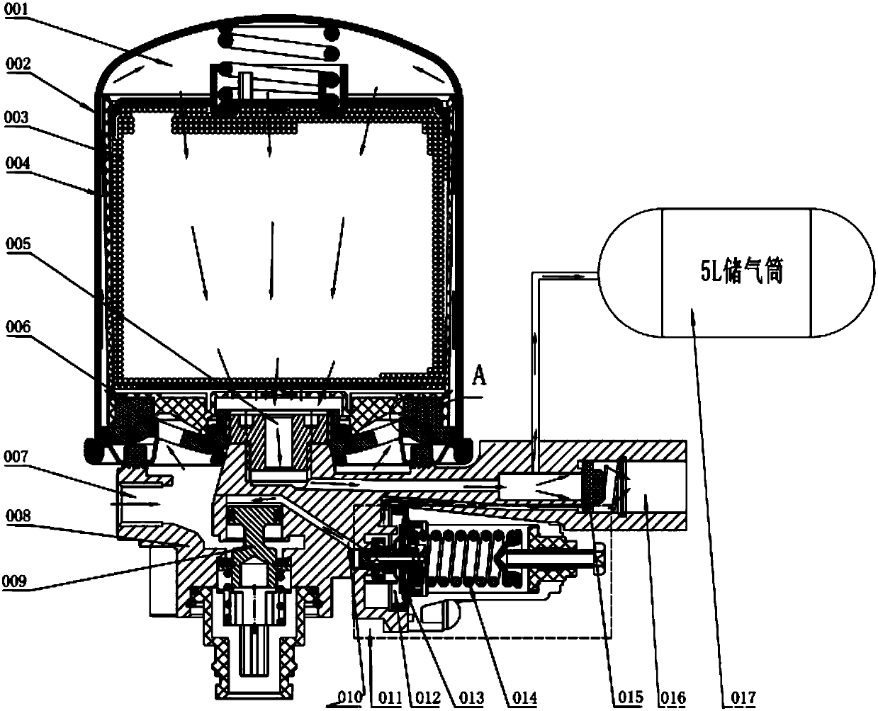 Novel oil filtering dryer assembly