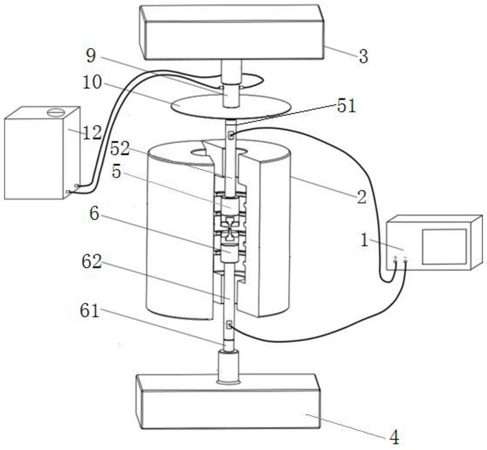 Pulse current-assisted high-temperature stretching device and method for high-temperature alloy material