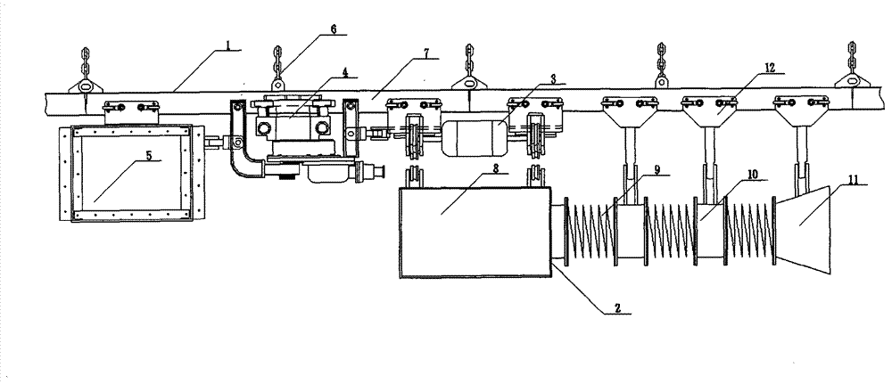 Suspension type tunneling frontal dust removal device