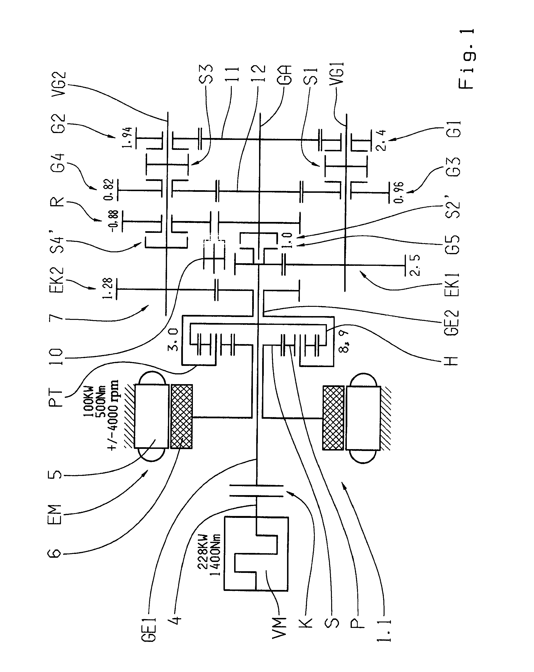 Hybrid drive train of a motor vehicle