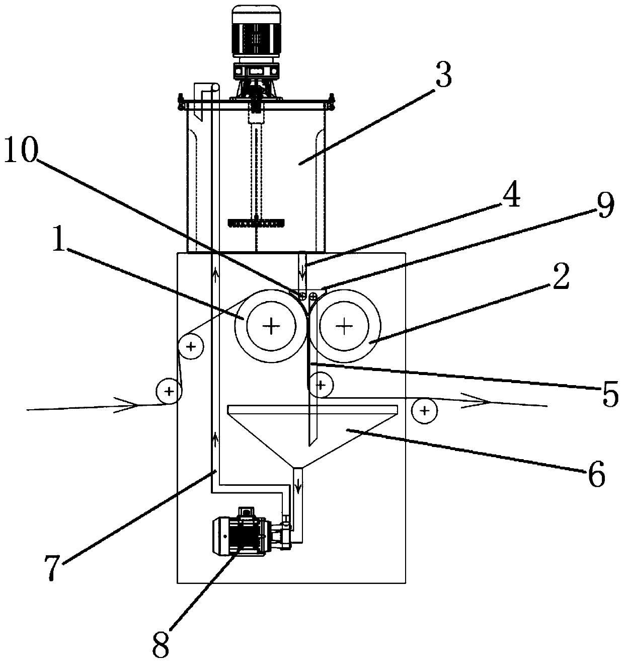 Upper liquid feeding type padder