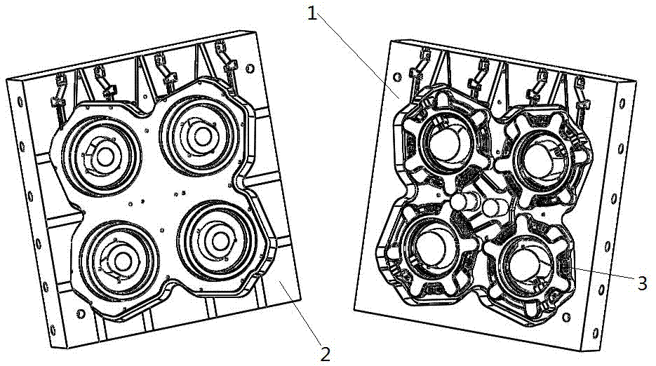 Lower die of bearing seat precoated sand die