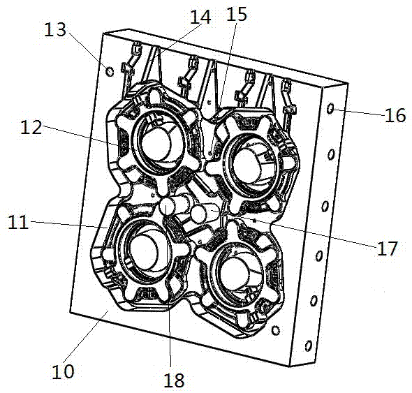 Lower die of bearing seat precoated sand die