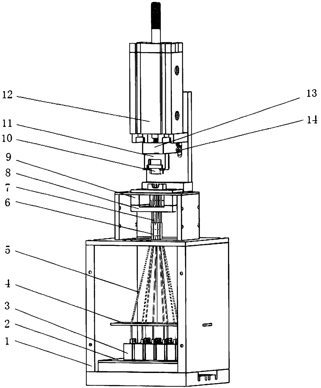 A test device for the insertion and withdrawal force of a multi-core electrical connector