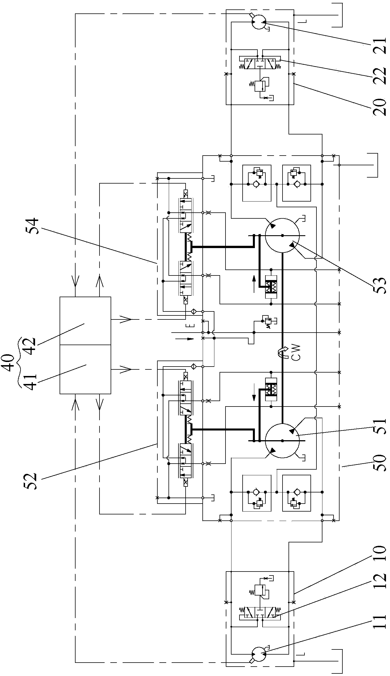 Tandem road roller vibration hydraulic system and control method as well as road roller