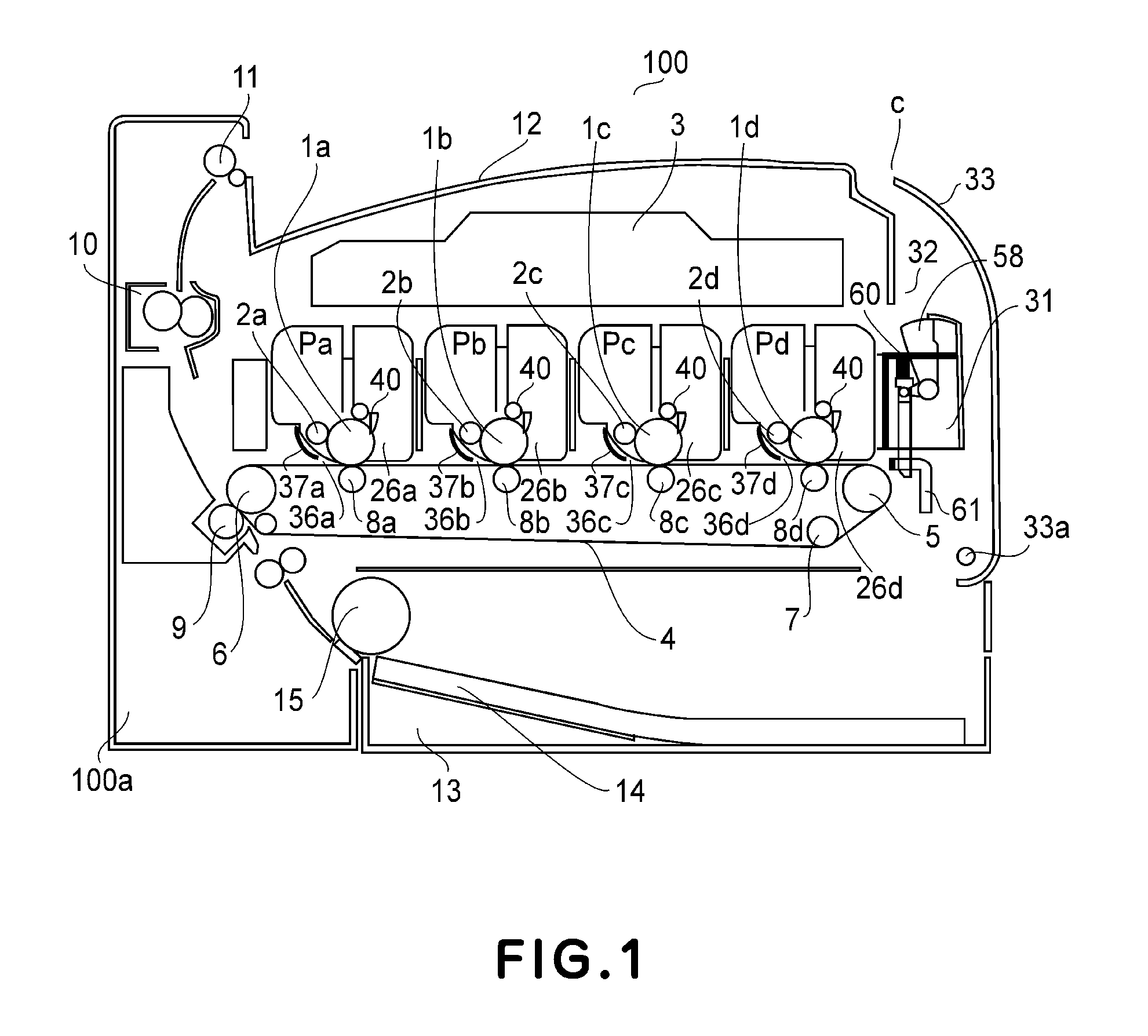 Color electrophotographic image forming apparatus with shutter member on cartridge supporting member