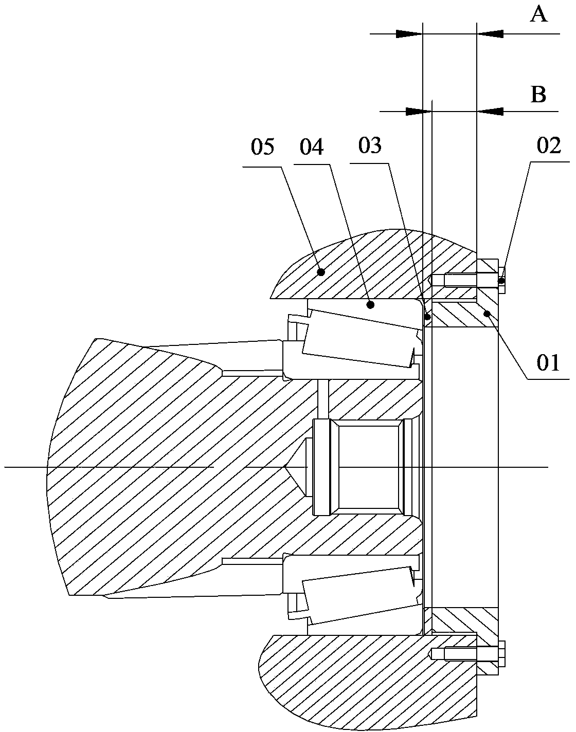 Gearbox with bearing pretightening force control device and bearing pretightening force control device