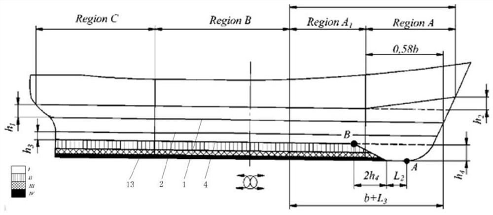 Whole ship skeleton structure of polar region icebreaking LNG ship