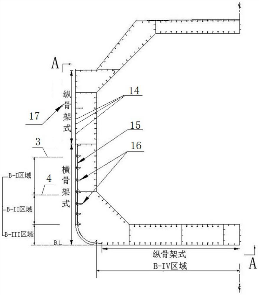 Whole ship skeleton structure of polar region icebreaking LNG ship