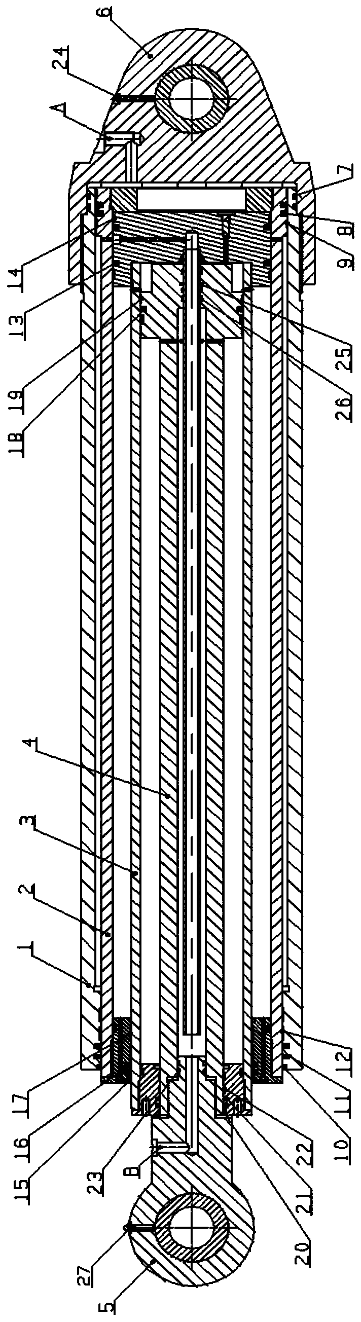 Heavy road lifting method based on multi-stage composite telescopic hydraulic cylinder