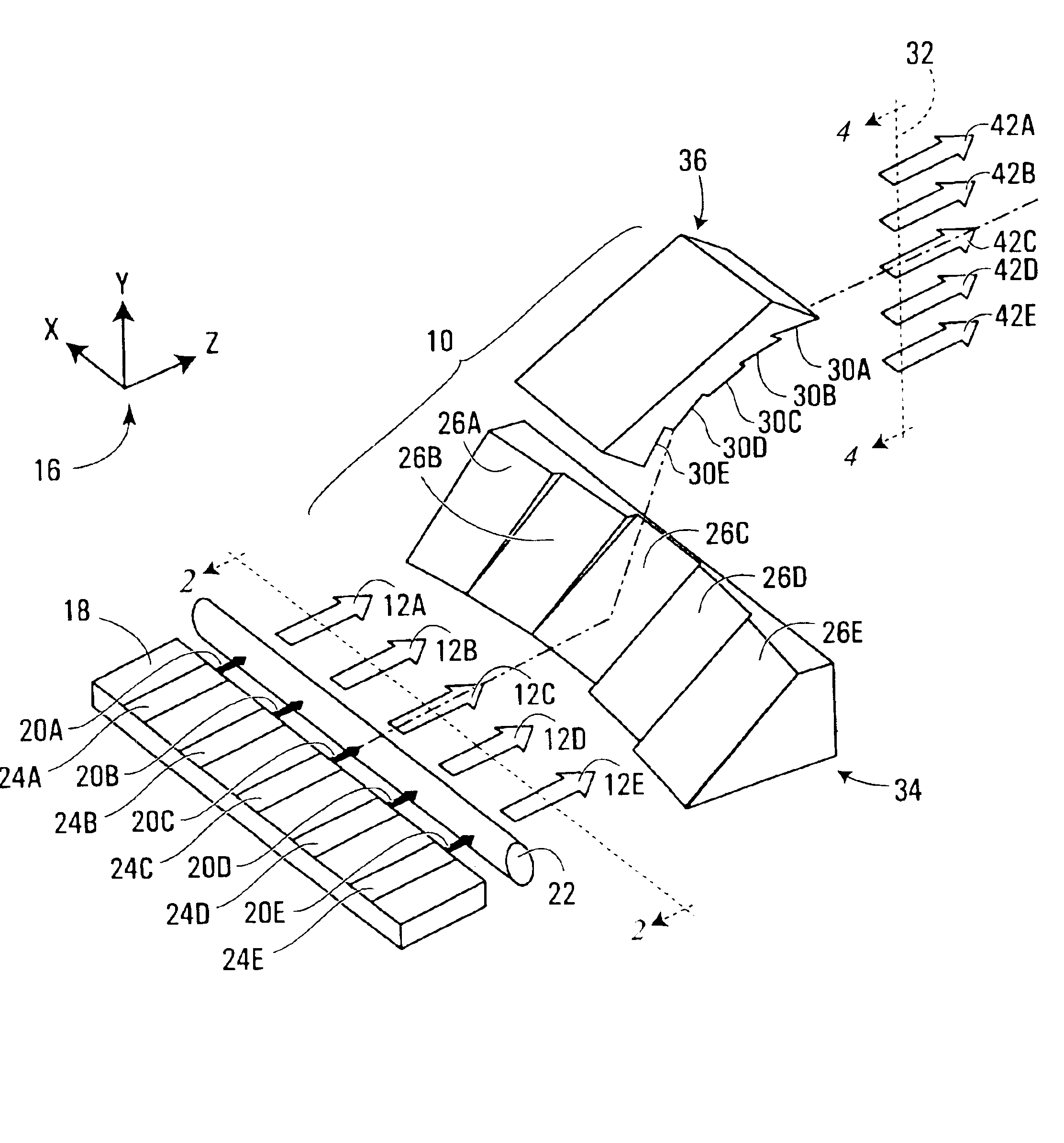 Apparatus for reshaping an optical beam bundle