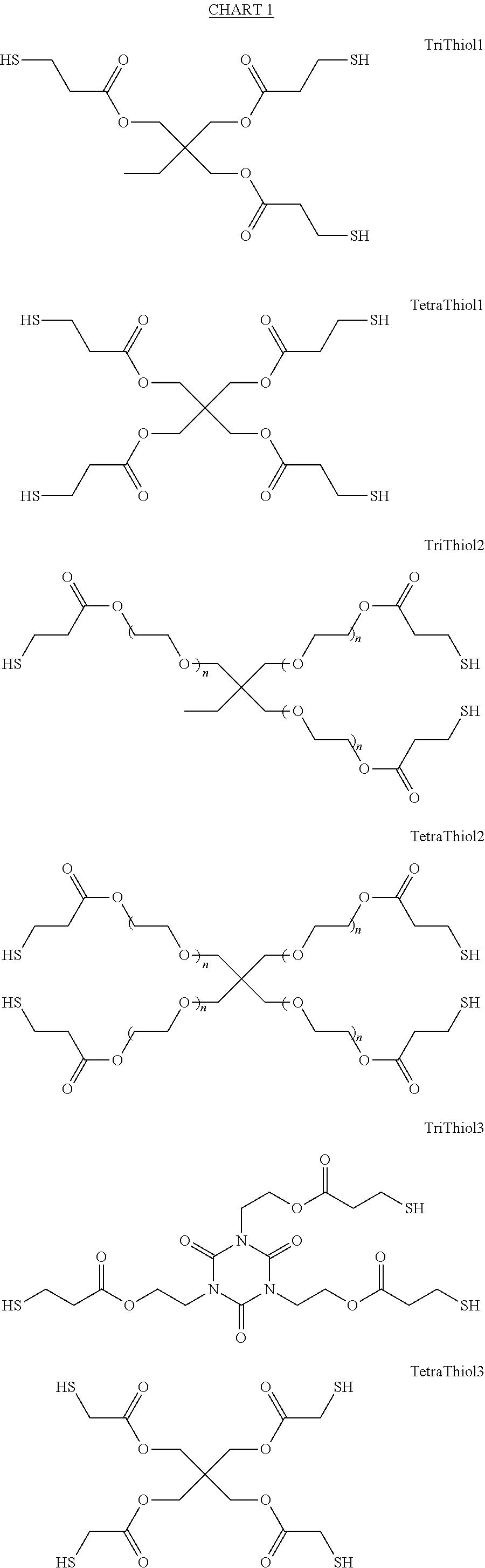 Photocuable thiol-ene low gas permeability membranes