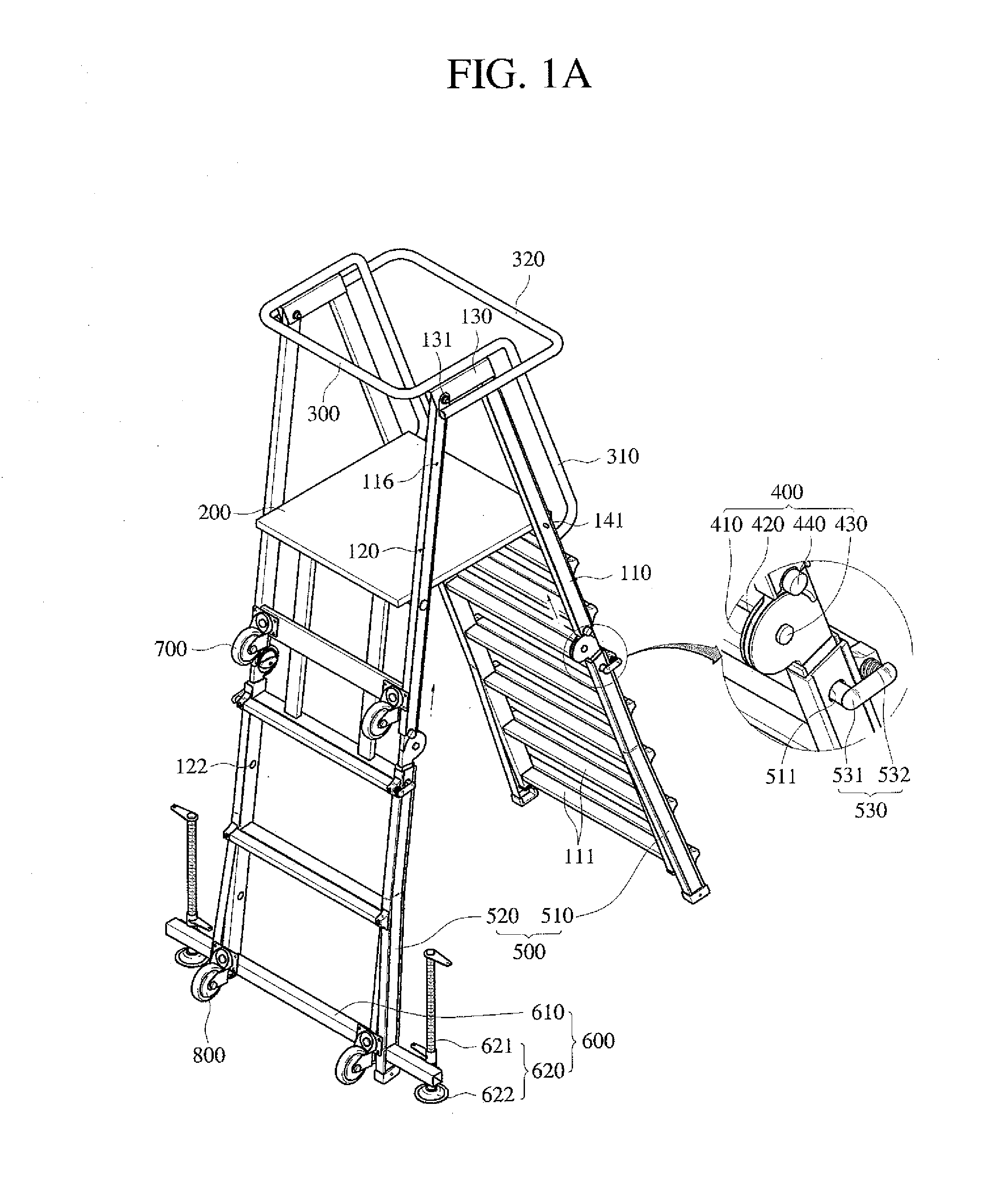 Ladder equipped with safety bar