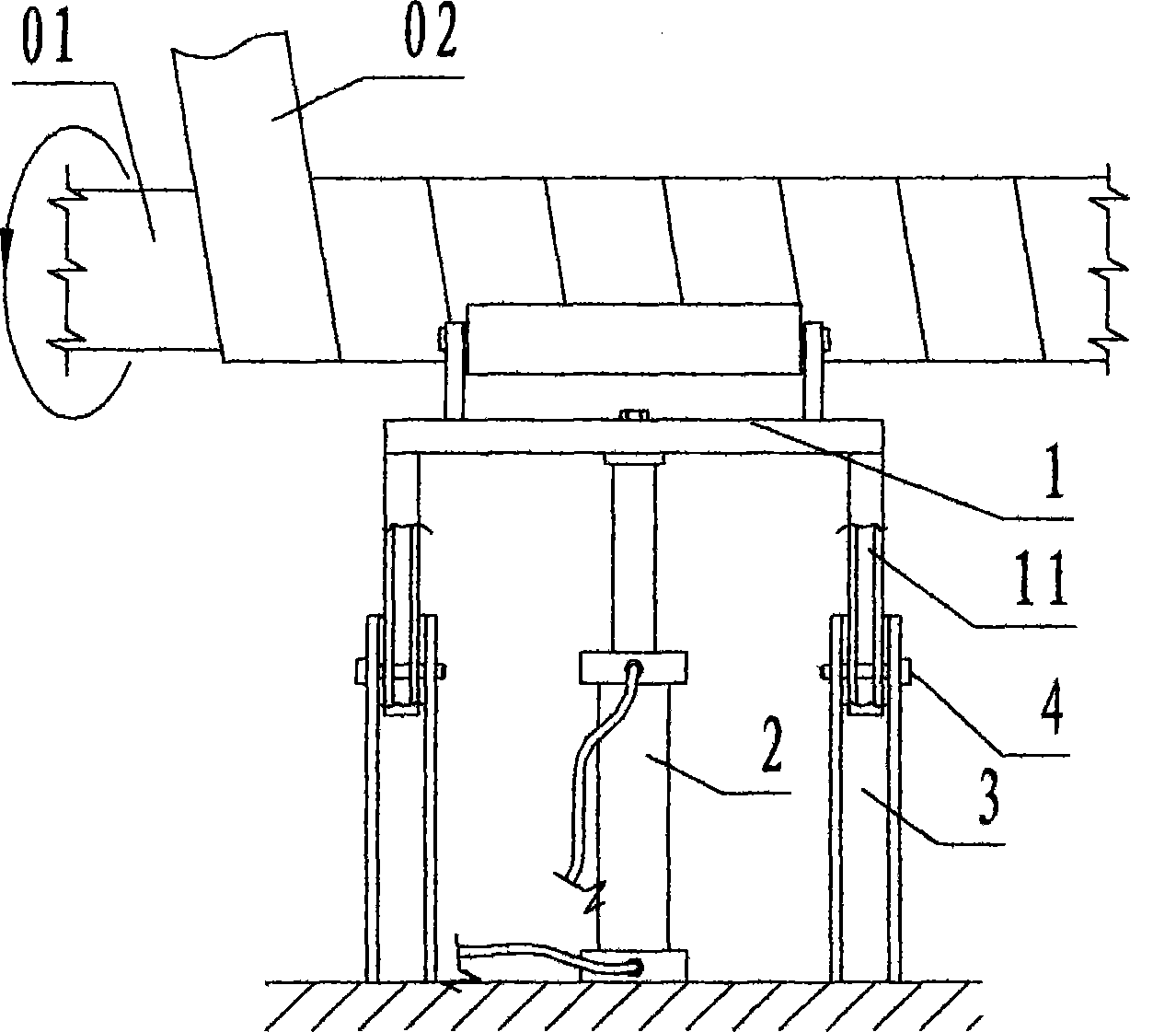 Pneumatic supporting device for producing ultralong large caliber rubber hose