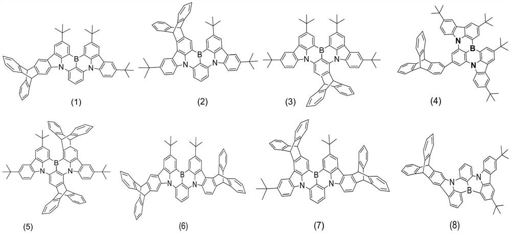 Multi-resonance type thermally activated delayed fluorescence material with spatial three-dimensional structure, electronic device and application of multi-resonance type thermally activated delayed fluorescence material