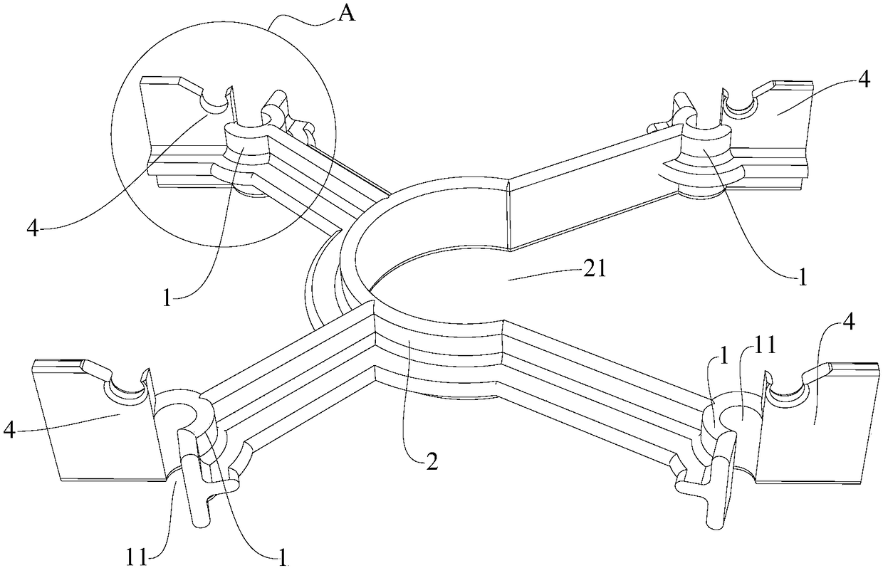 Steel bar fixture, concrete tower and concrete structure construction method