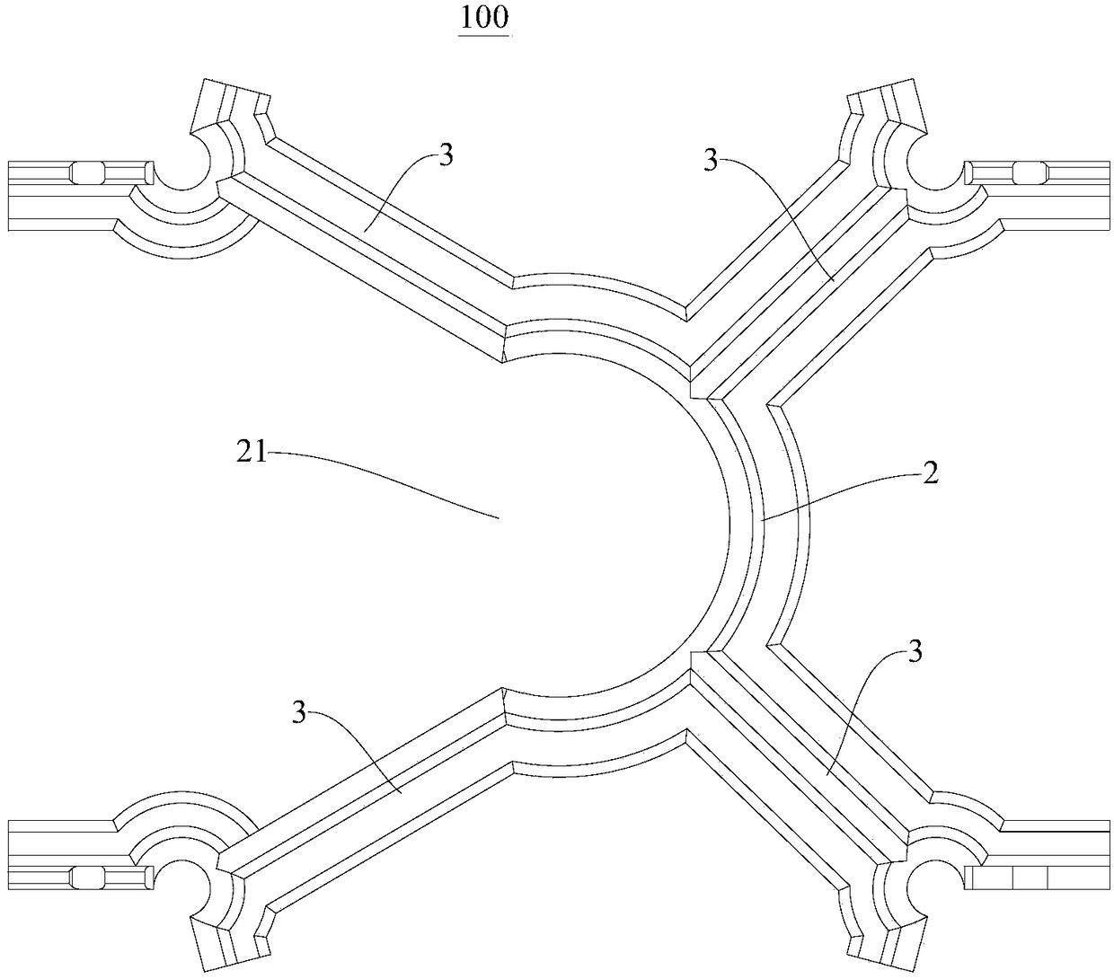 Steel bar fixture, concrete tower and concrete structure construction method