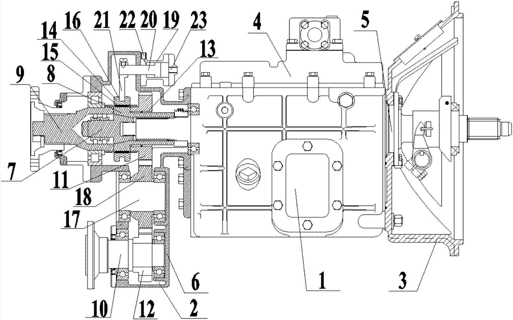 Multi-function parallel double-head output rear transfer case