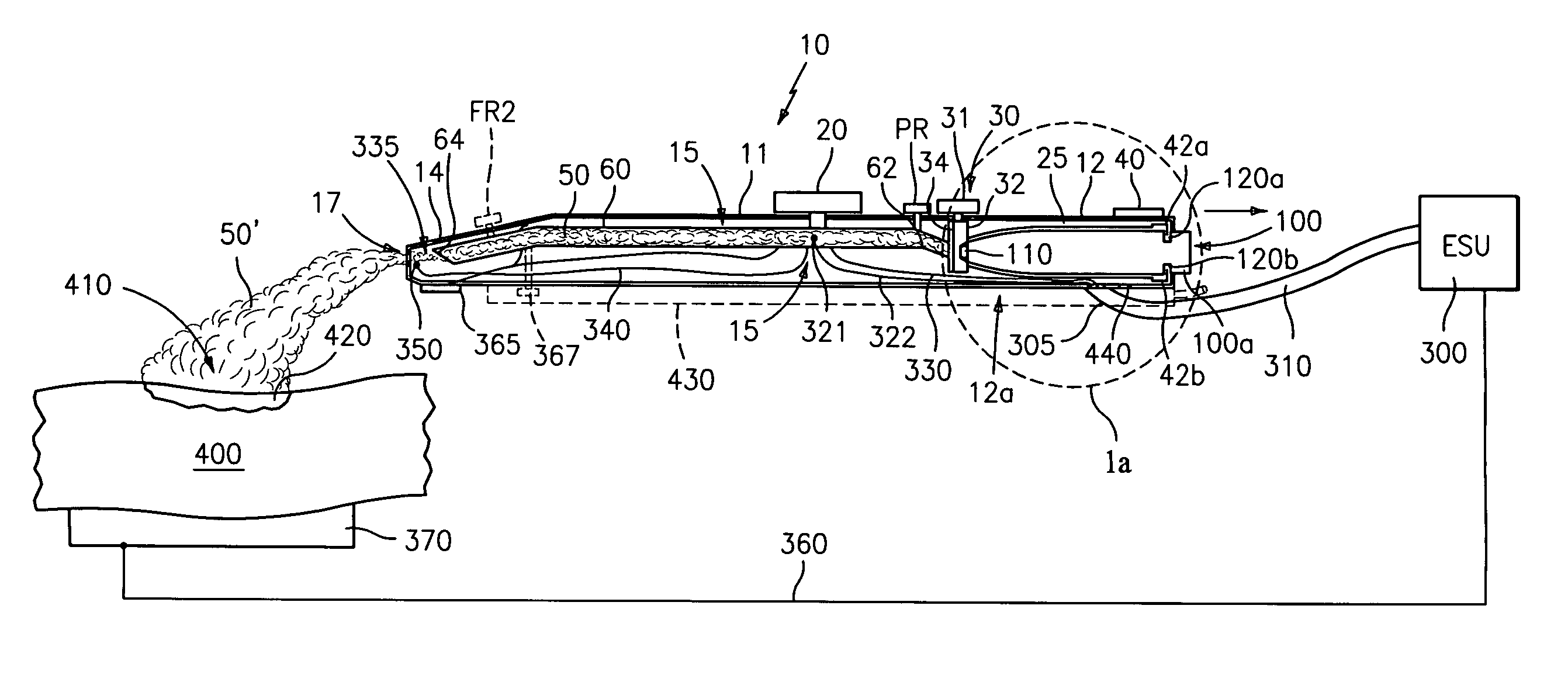 Self contained, gas-enhanced surgical instrument